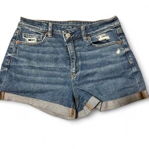 American Eagle criss cross waistband‎ denim cuffed hem shorts 4